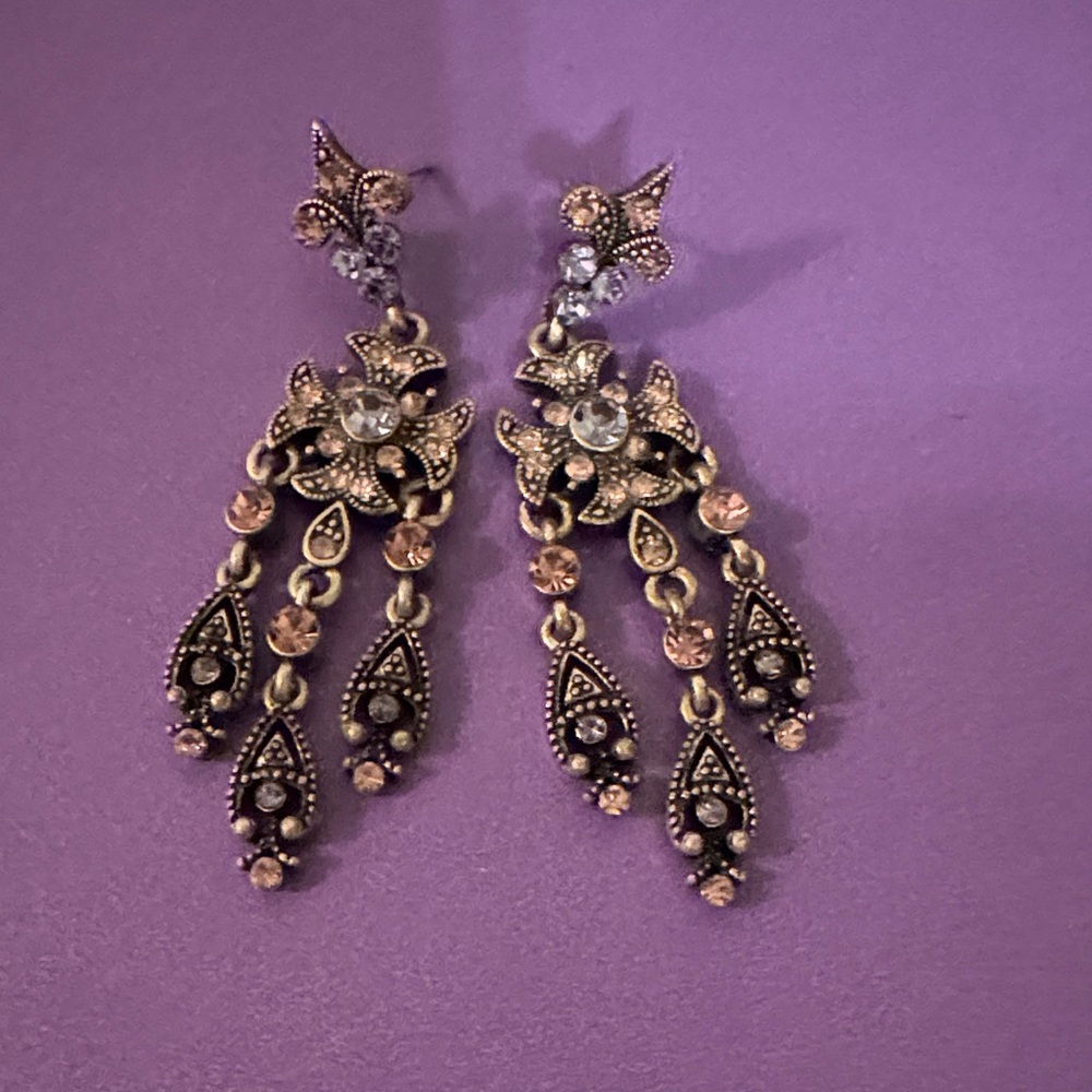 Elegant Gold and Silver Dangle Earrings